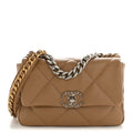 Lambskin Quilted Medium Chanel 19 Flap Beige