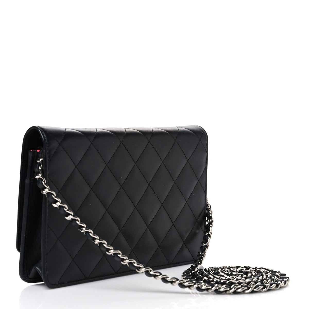Calfskin Quilted Cambon Wallet on Chain WOC Black