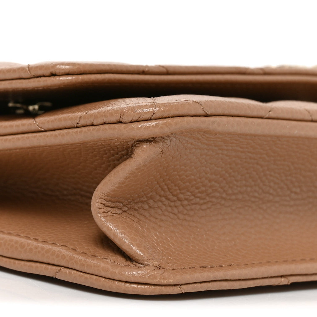 Caviar Quilted Multi Chain Wallet On Chain WOC Beige