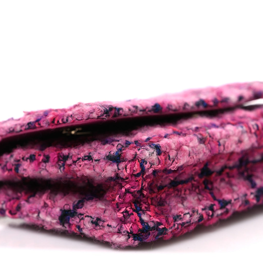 Tweed Quilted Wallet On Chain WOC Fuchsia Purple