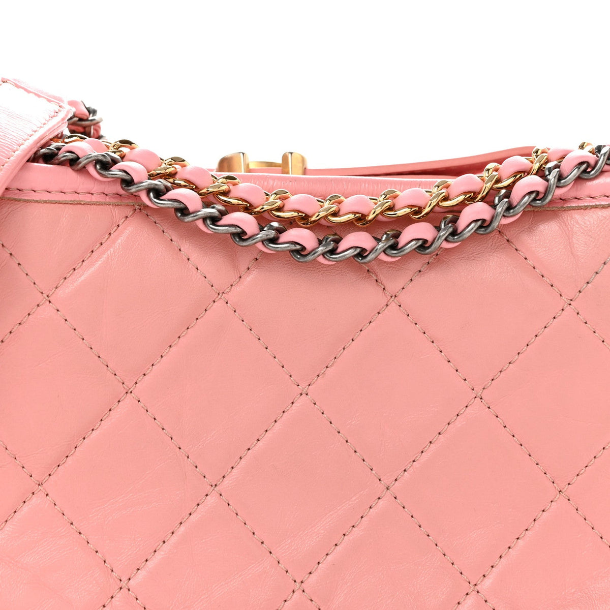 Aged Calfskin Quilted Small Gabrielle Hobo Pink