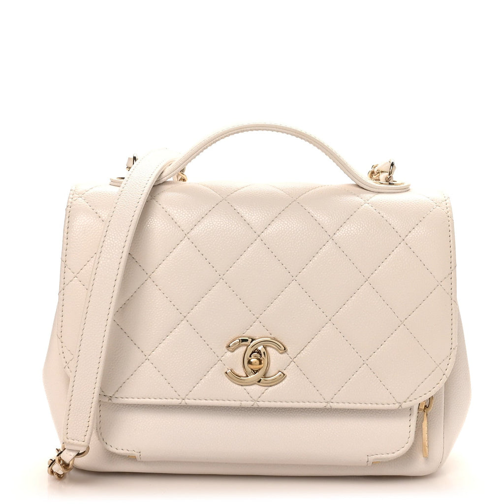 Caviar Quilted Medium Business Affinity Flap White