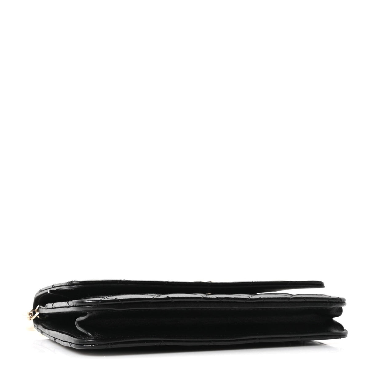 Calfskin Quilted Maxi Pearl Wallet On Chain WOC Black