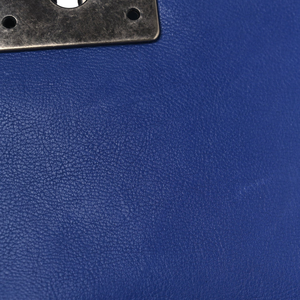 Calfskin Quilted Medium Boy Flap Blue