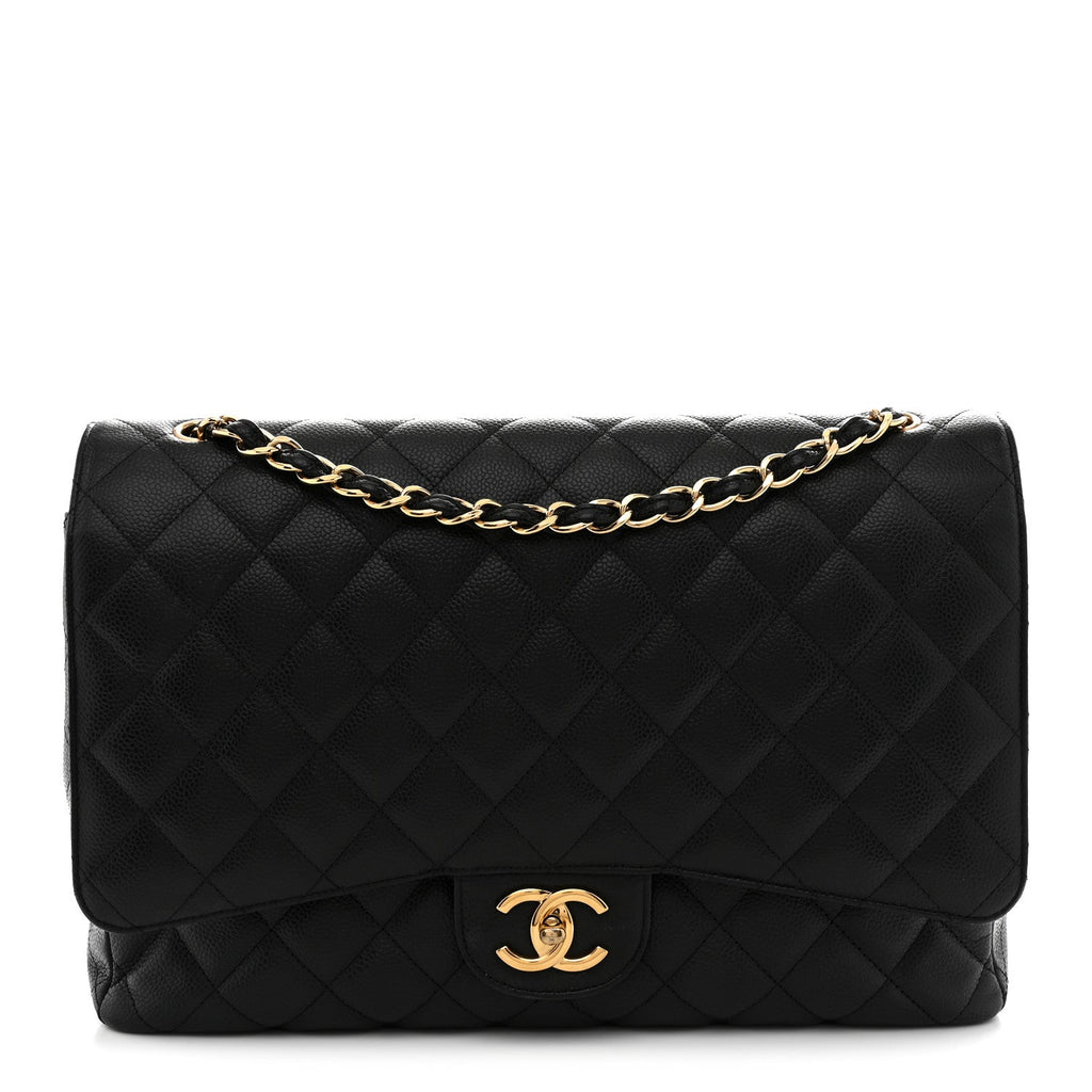 Caviar Quilted Maxi Double Flap Black