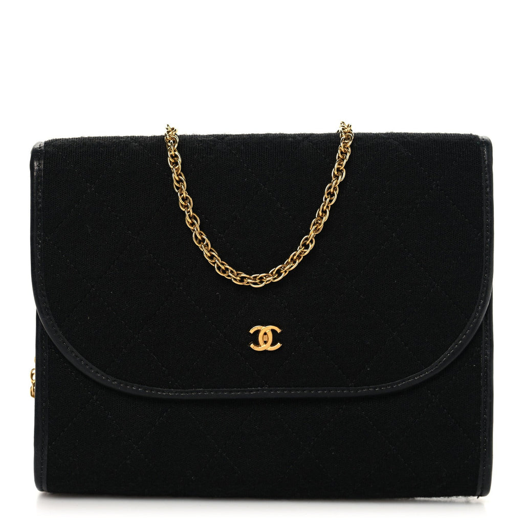 Jersey Quilted Mini Square Flap Black