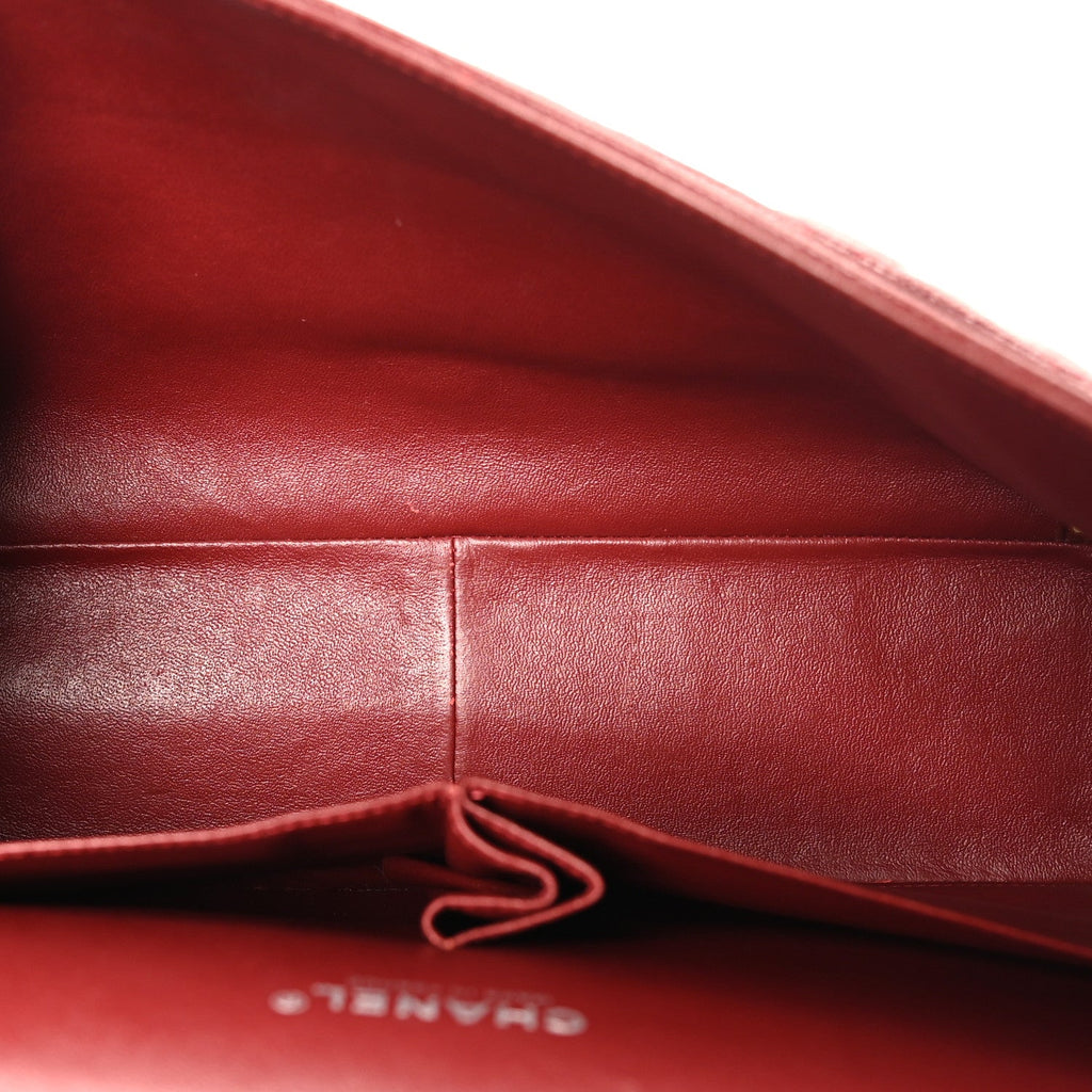 Caviar Quilted Maxi Double Flap Dark Red