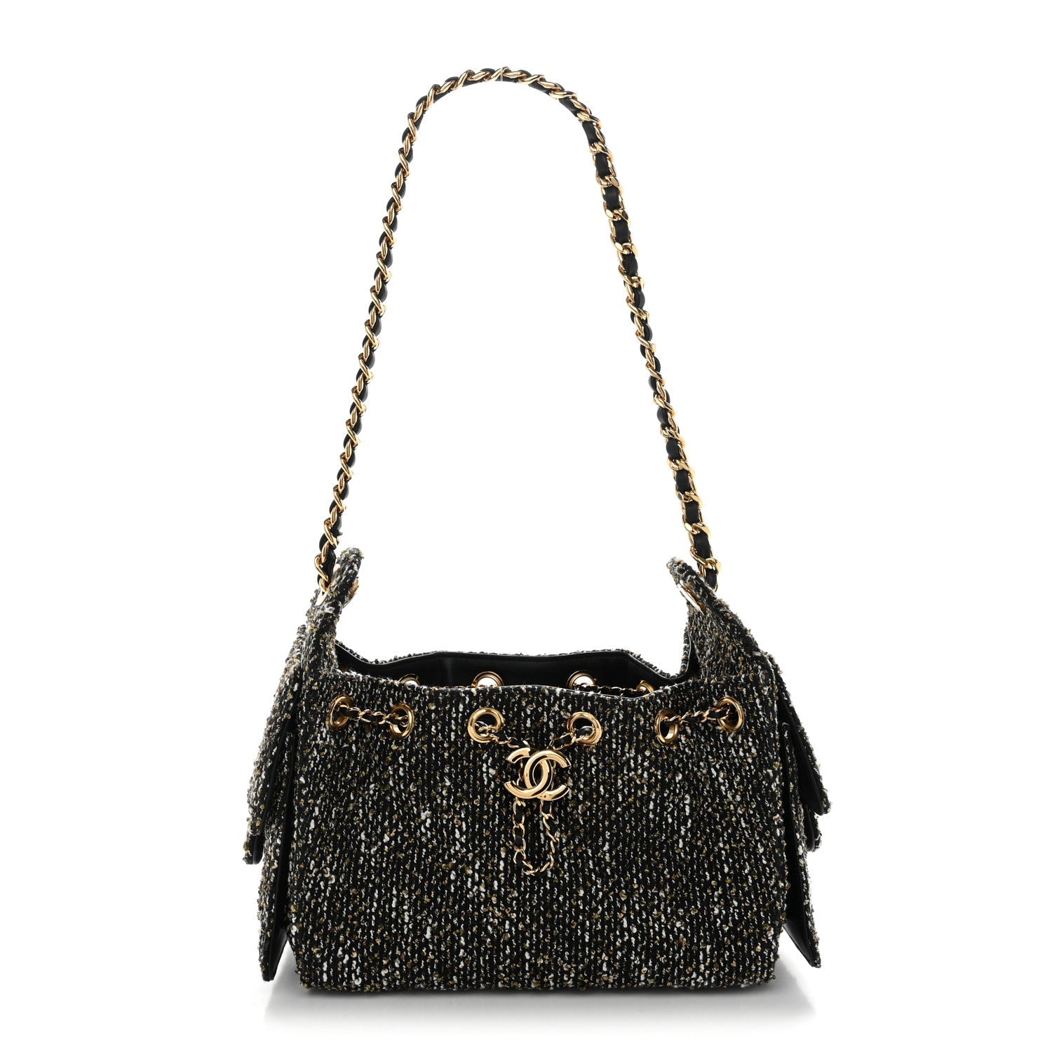 Tweed Quilted Mini Chanel 25 Handbag Black Ivory