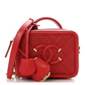 Caviar Quilted Small CC Filigree Vanity Case Red