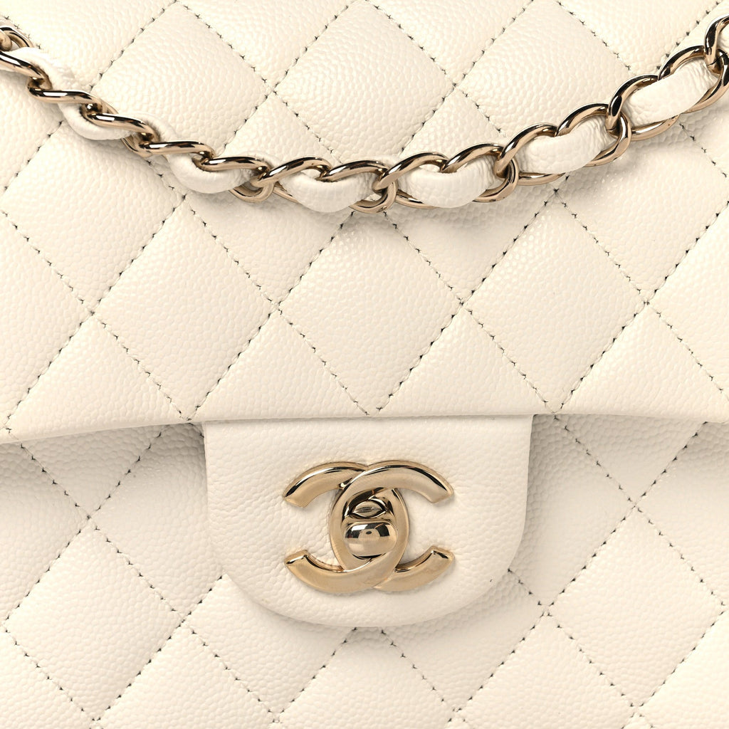 Caviar Quilted Small Double Flap White