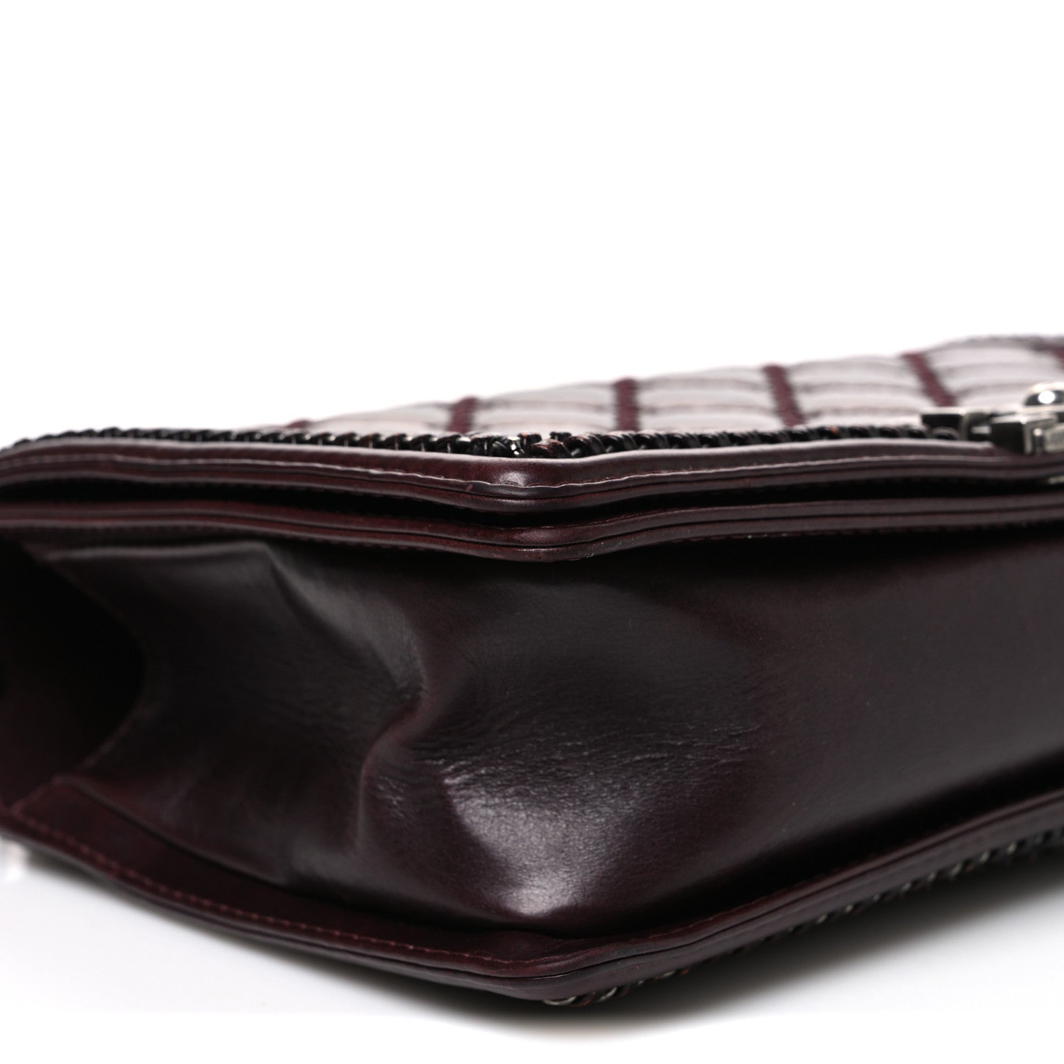 Goatskin Quilted New Medium Boy Handle Flap Burgundy