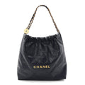 Shiny Calfskin Quilted Chanel 22 Navy Blue
