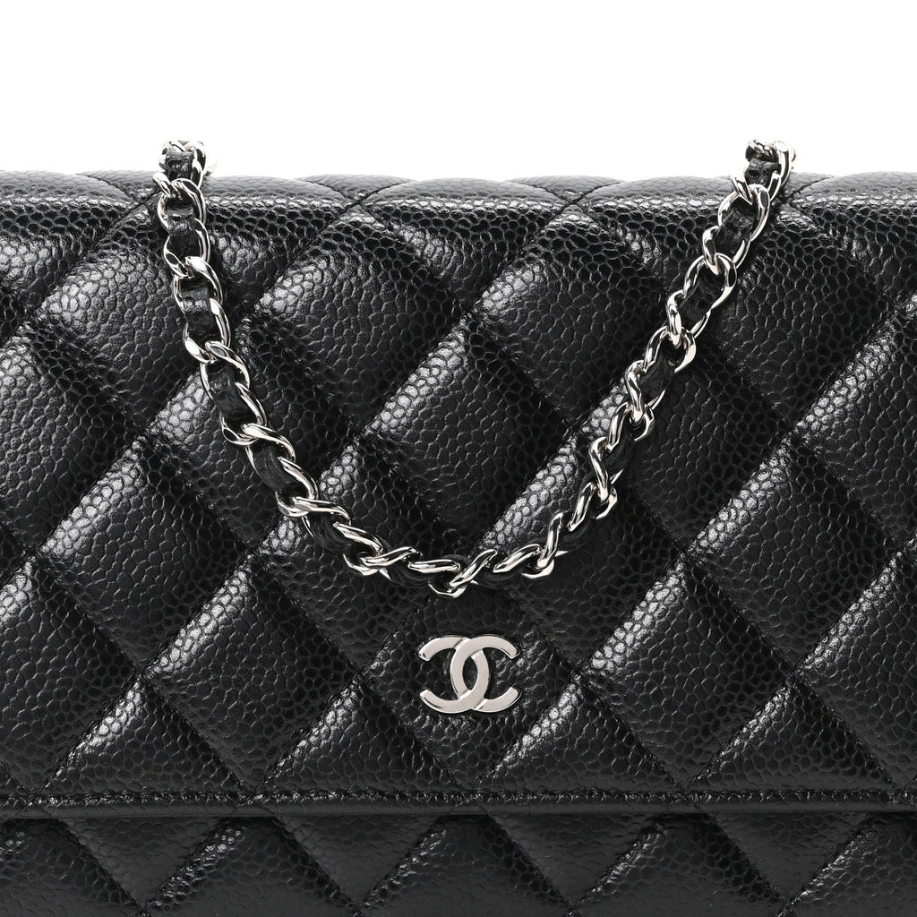 Caviar Quilted Wallet on Chain WOC Black