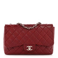 Caviar Quilted Jumbo Double Flap Dark Red