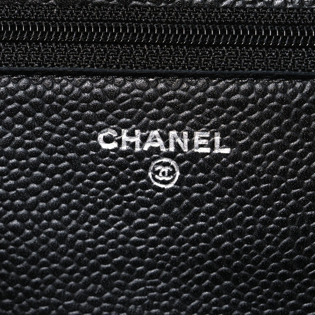 Caviar Quilted Wallet on Chain WOC Black