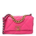Lambskin Quilted Medium Chanel 19 Flap Dark Pink