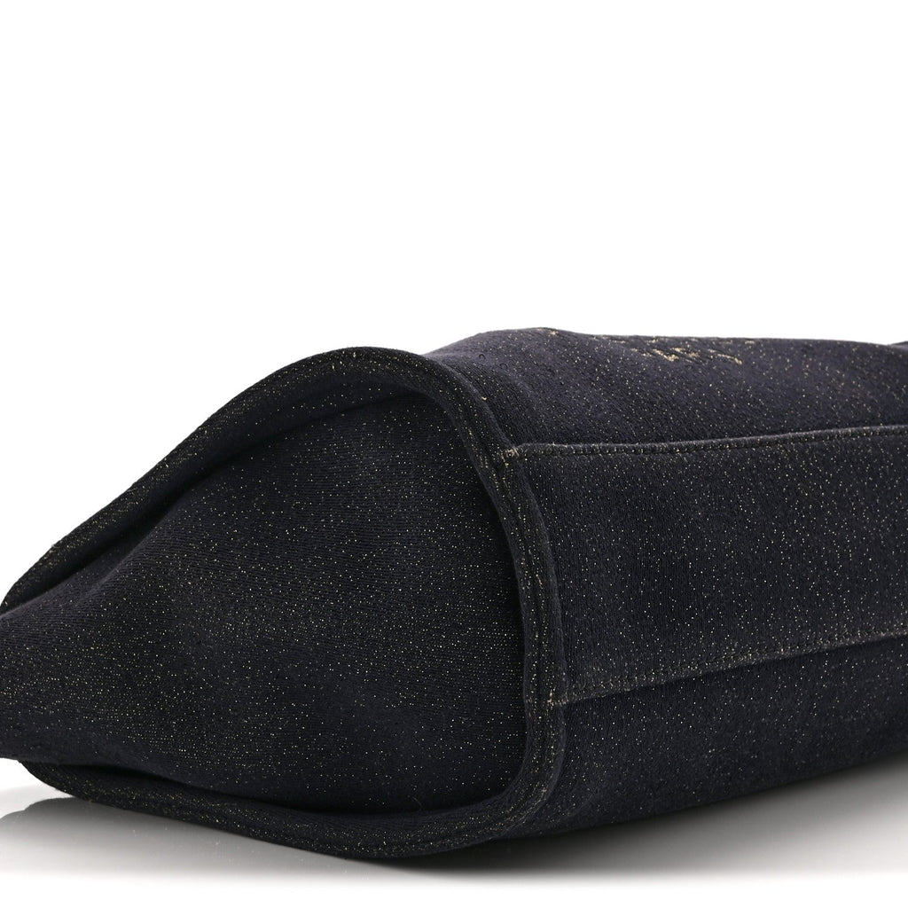 Lurex Canvas Small Deauville Tote Navy Blue Gold