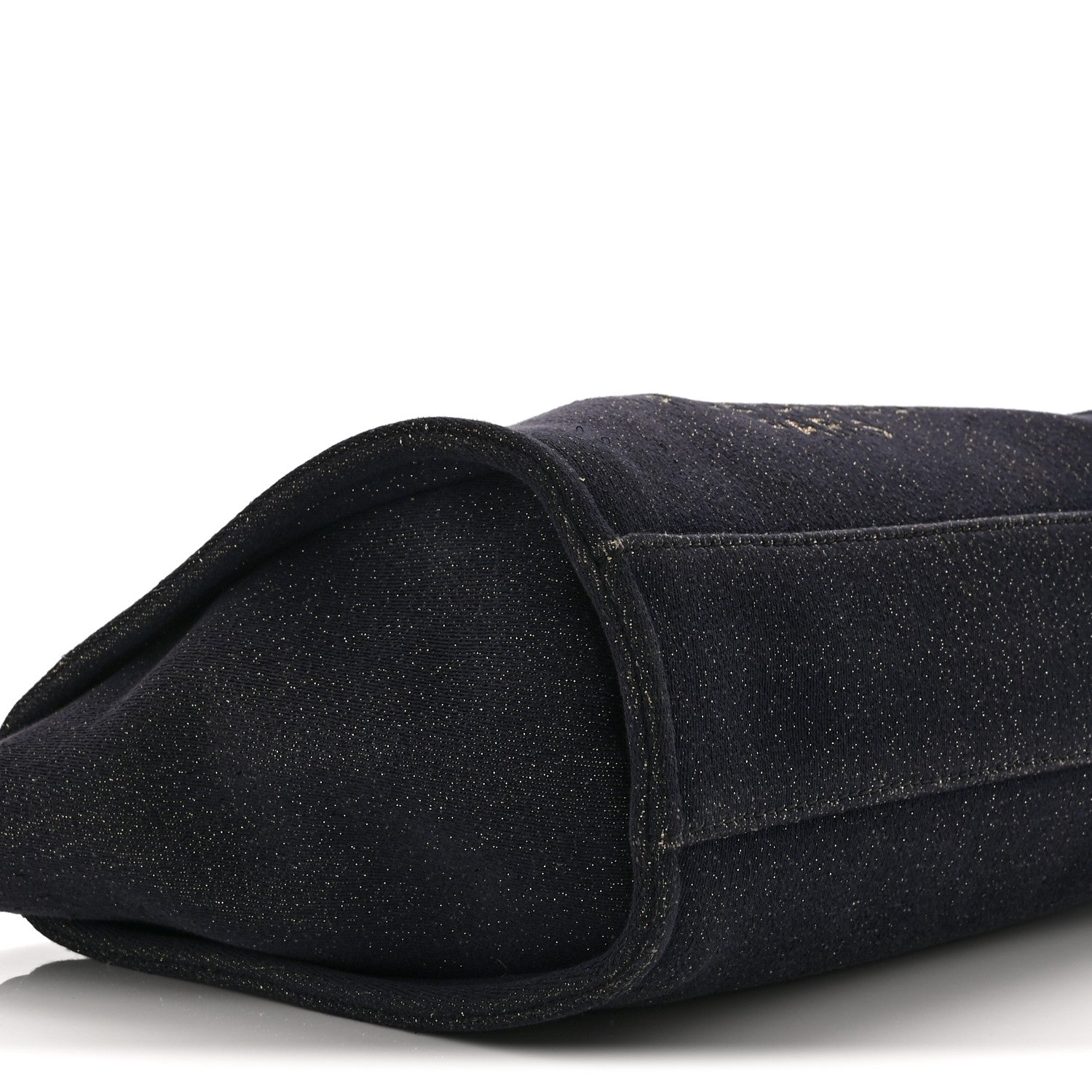 Lurex Canvas Small Deauville Tote Navy Blue Gold