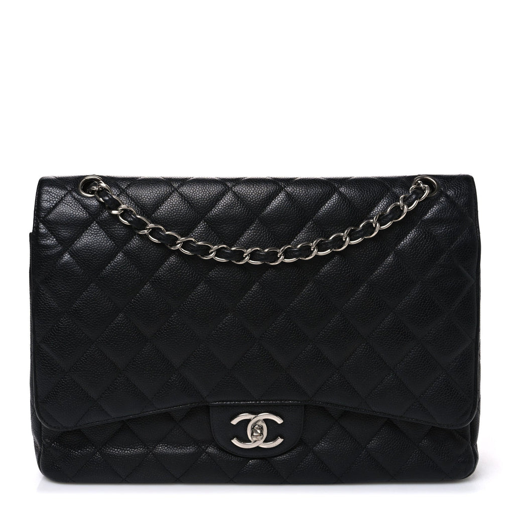 Caviar Quilted Maxi Double Flap Black