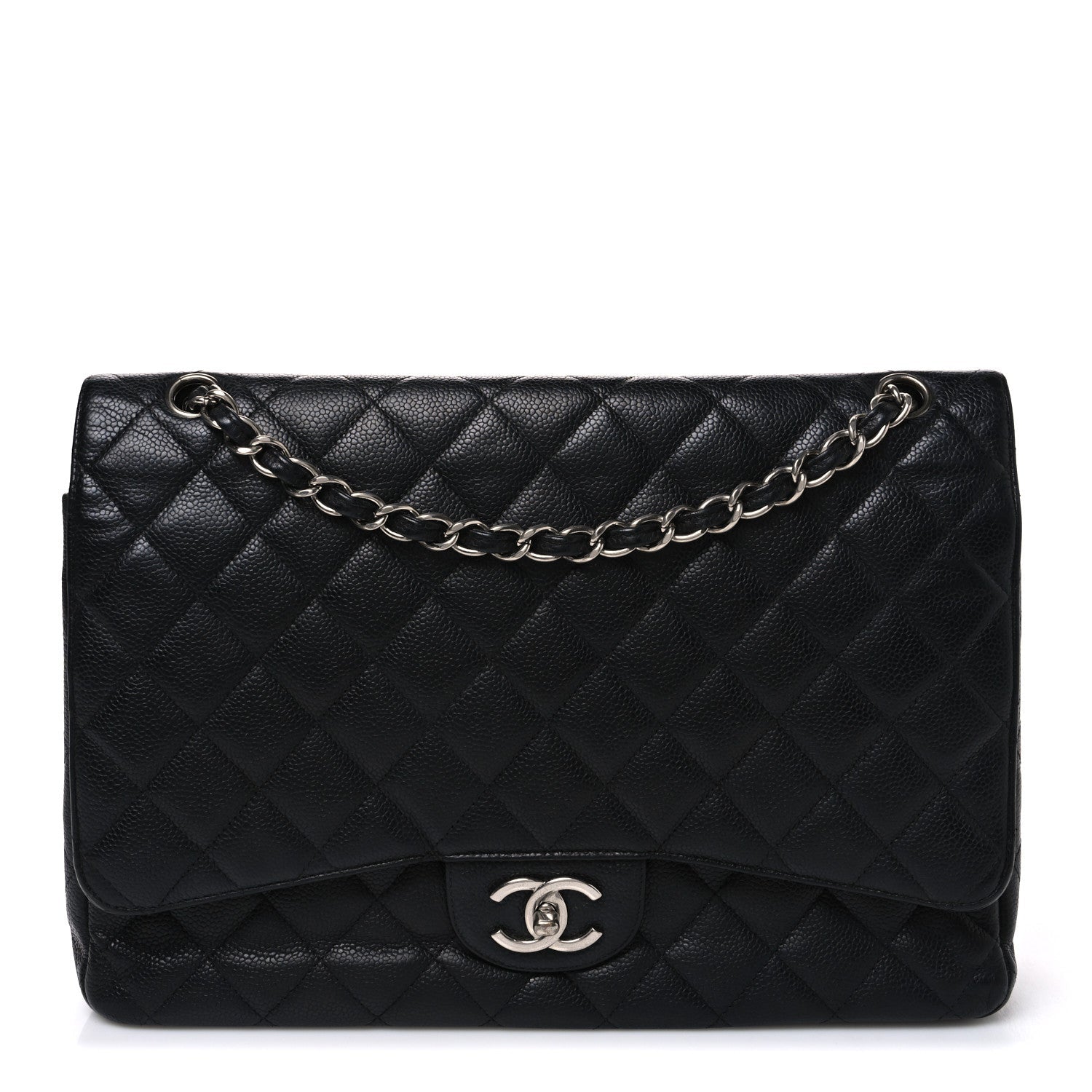 Caviar Quilted Maxi Double Flap Black