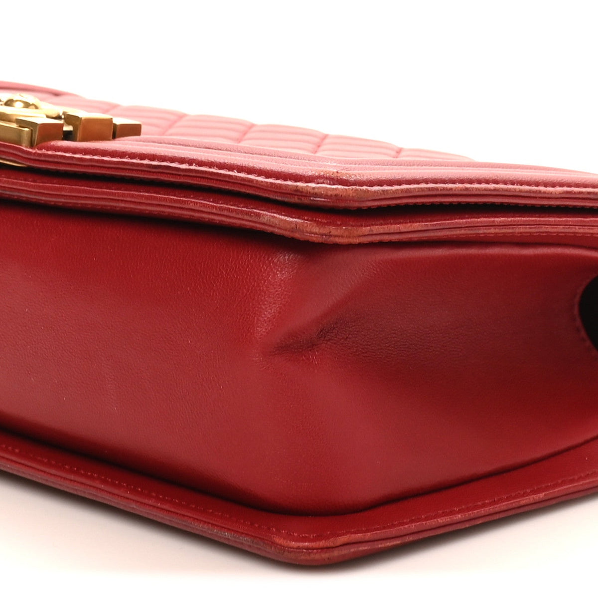 Lambskin Quilted Medium Boy Flap Dark Red
