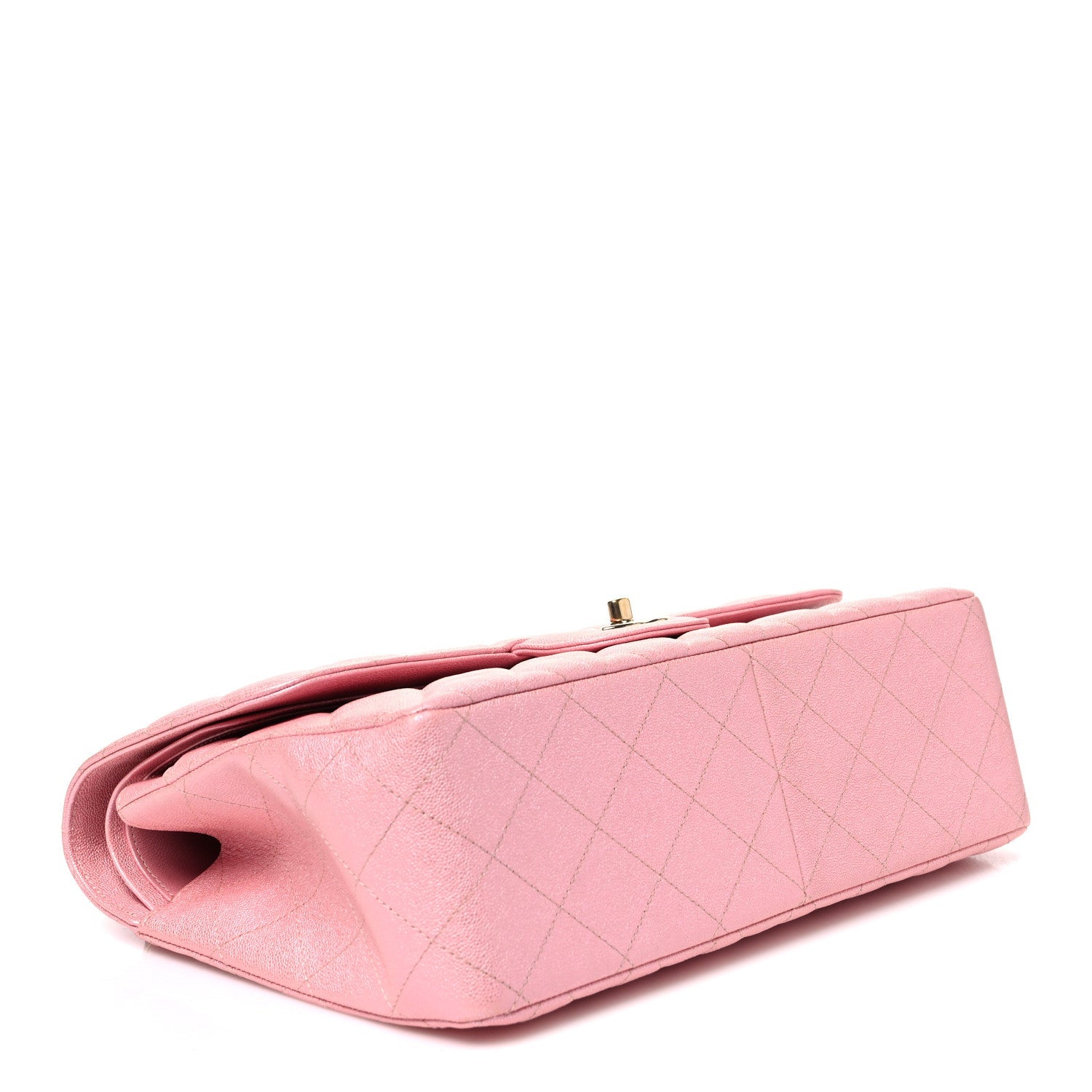 Iridescent Caviar Quilted Jumbo Double Flap Rose Pink