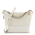 Aged Calfskin Chevron Quilted Medium Gabrielle Hobo White