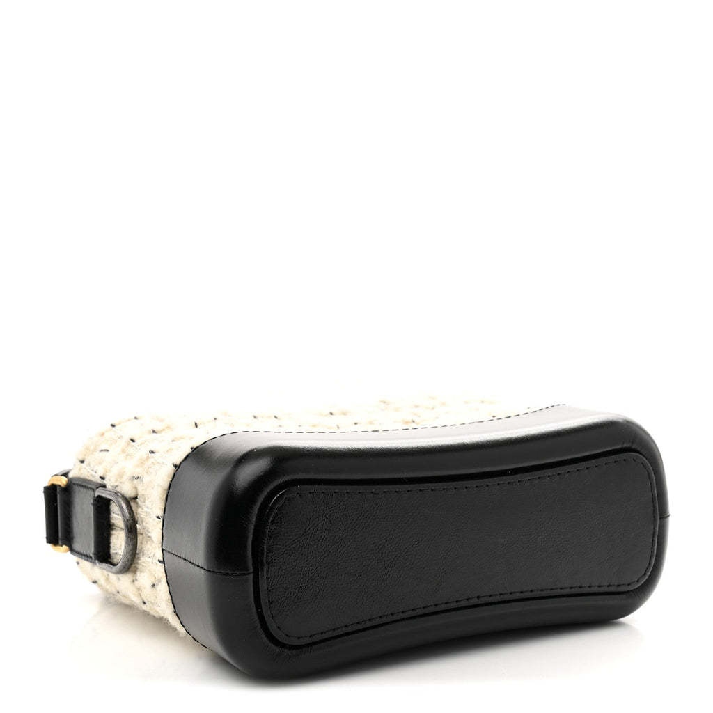 Tweed Calfskin Quilted Small Gabrielle Hobo Ivory Black