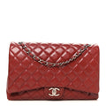 Caviar Quilted Maxi Double Flap Dark Red