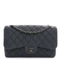 Washed Caviar Quilted Jumbo Double Flap Dark Grey