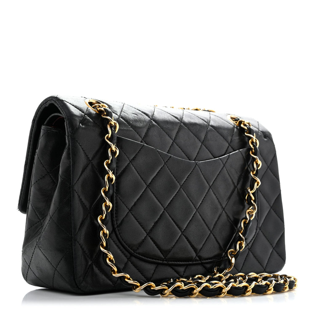 Lambskin Quilted Small Double Flap Black