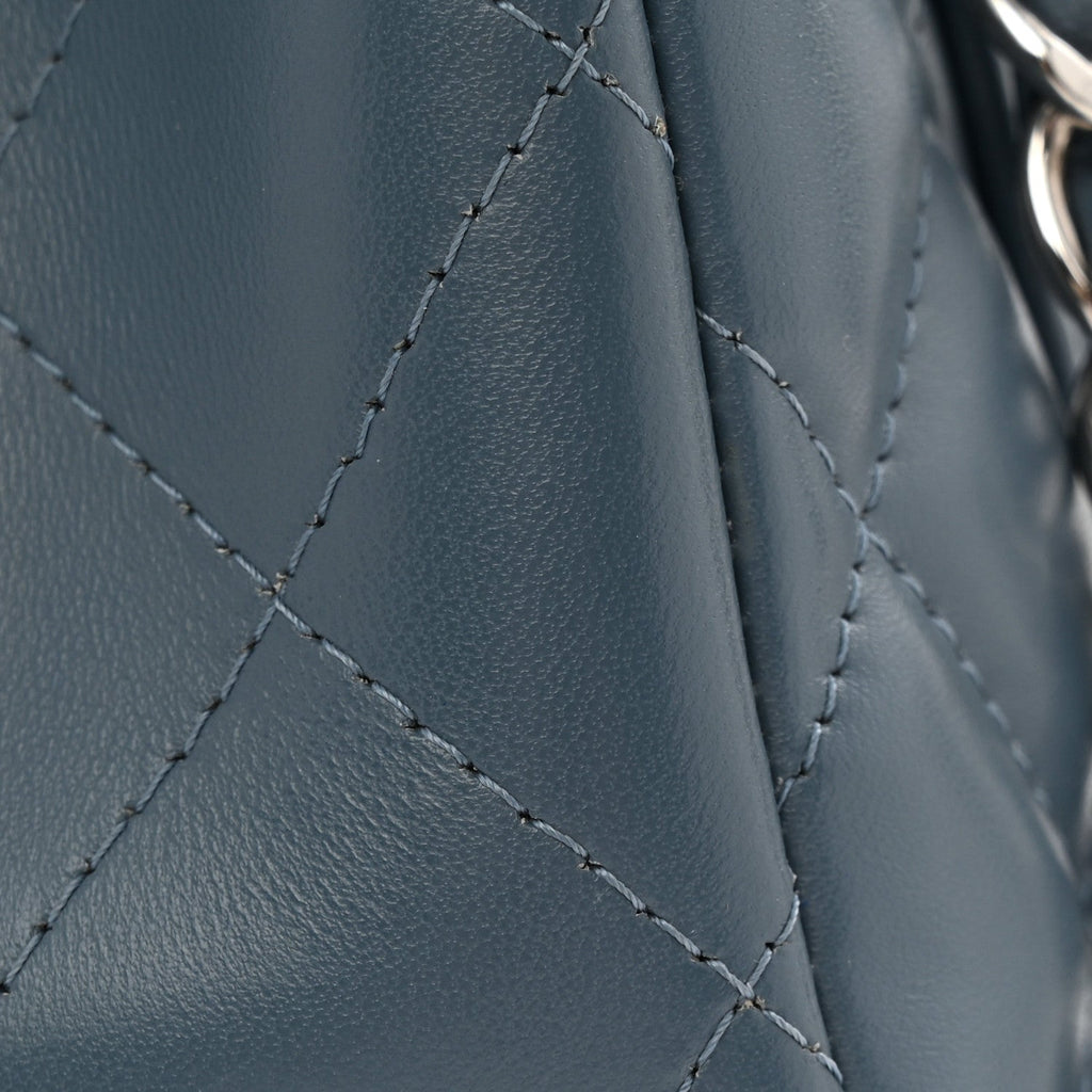 Lambskin Quilted Jumbo Double Flap Dark Blue