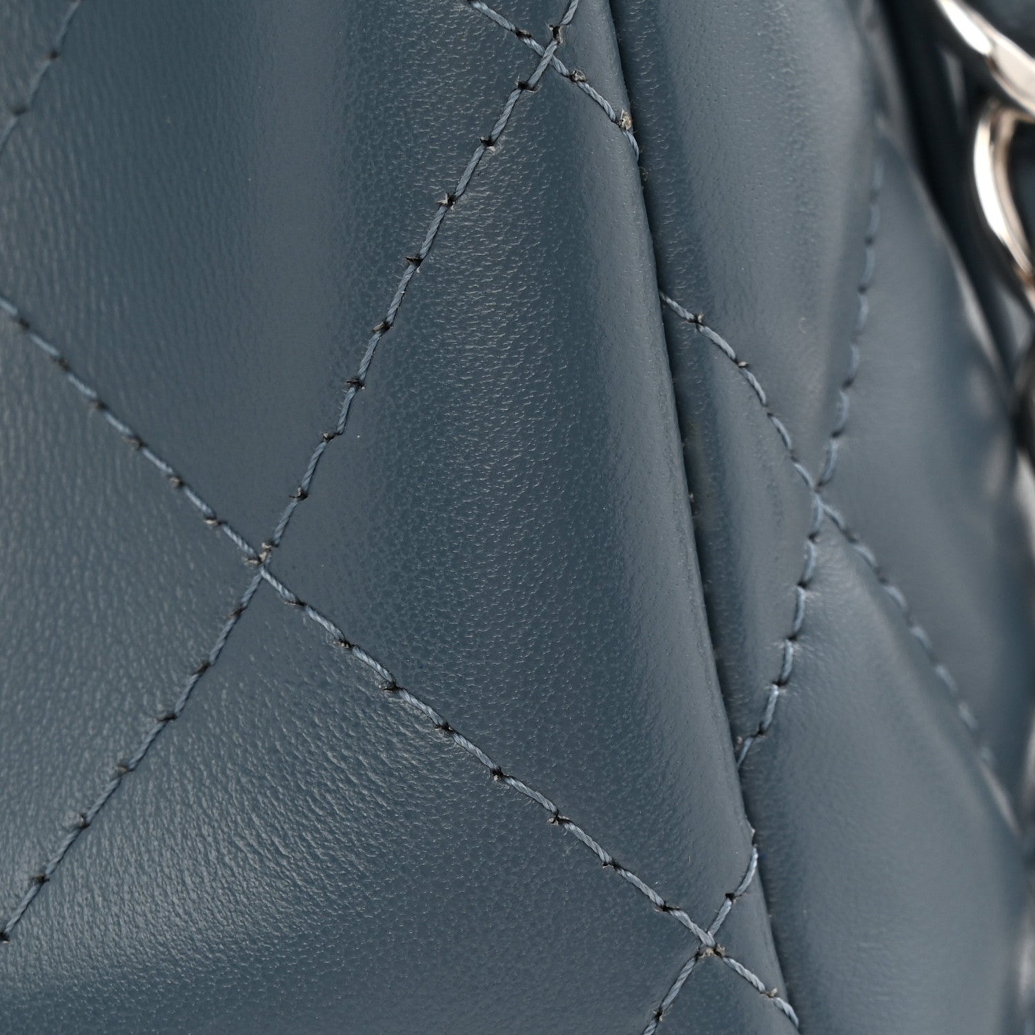 Lambskin Quilted Jumbo Double Flap Dark Blue
