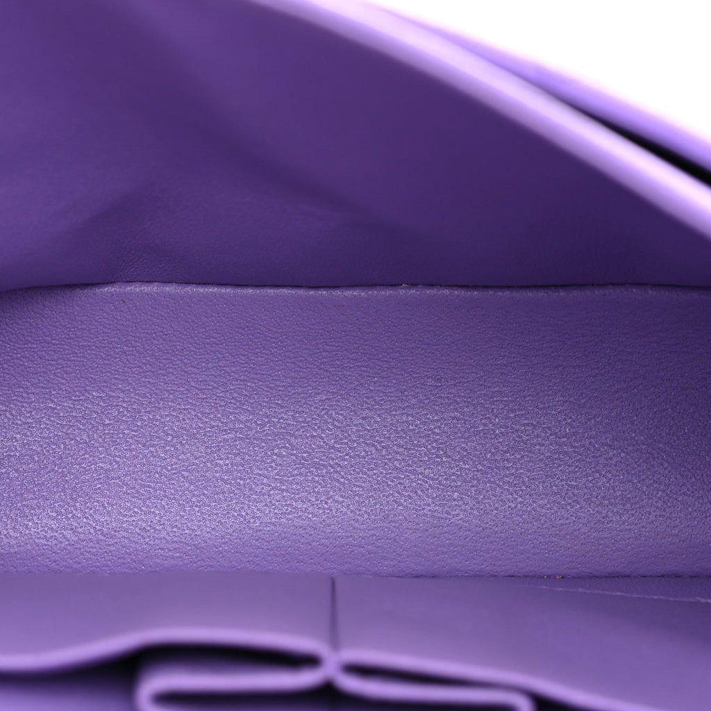 Caviar Quilted Small Double Flap Purple
