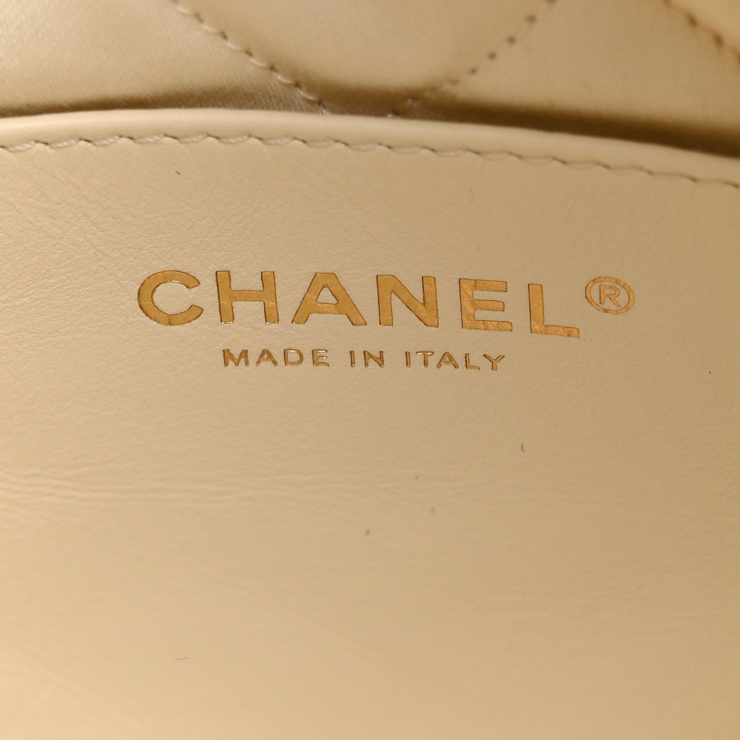 Shiny Calfskin Quilted Mini Chanel 22 Light Beige