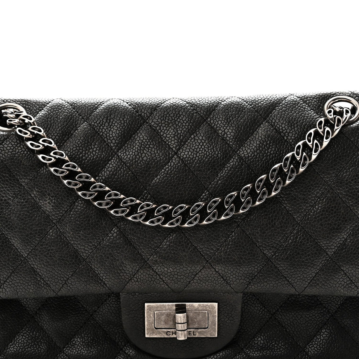 Washed Caviar Quilted 2.55 Reissue 225 Bijoux Chain Flap  Black
