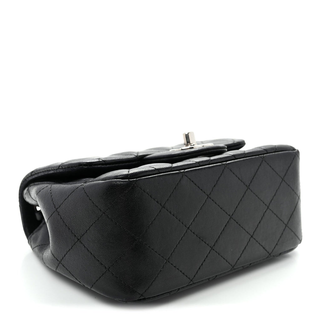 Lambskin Quilted Mini Square Flap Black