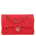Caviar Quilted Small Double Flap Red