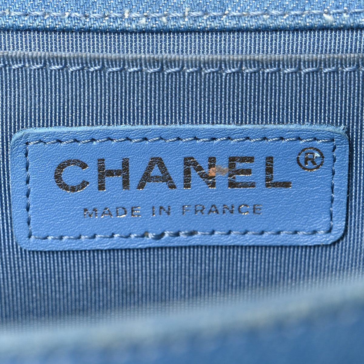 Denim Pleated Medium Boy Flap Light Blue