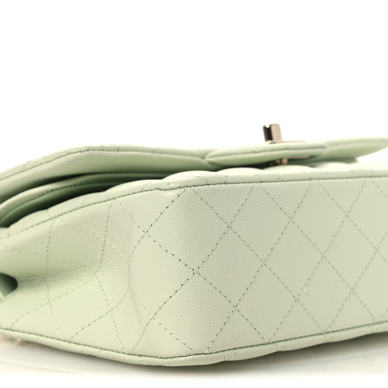 Caviar Quilted Small Double Flap Light Green