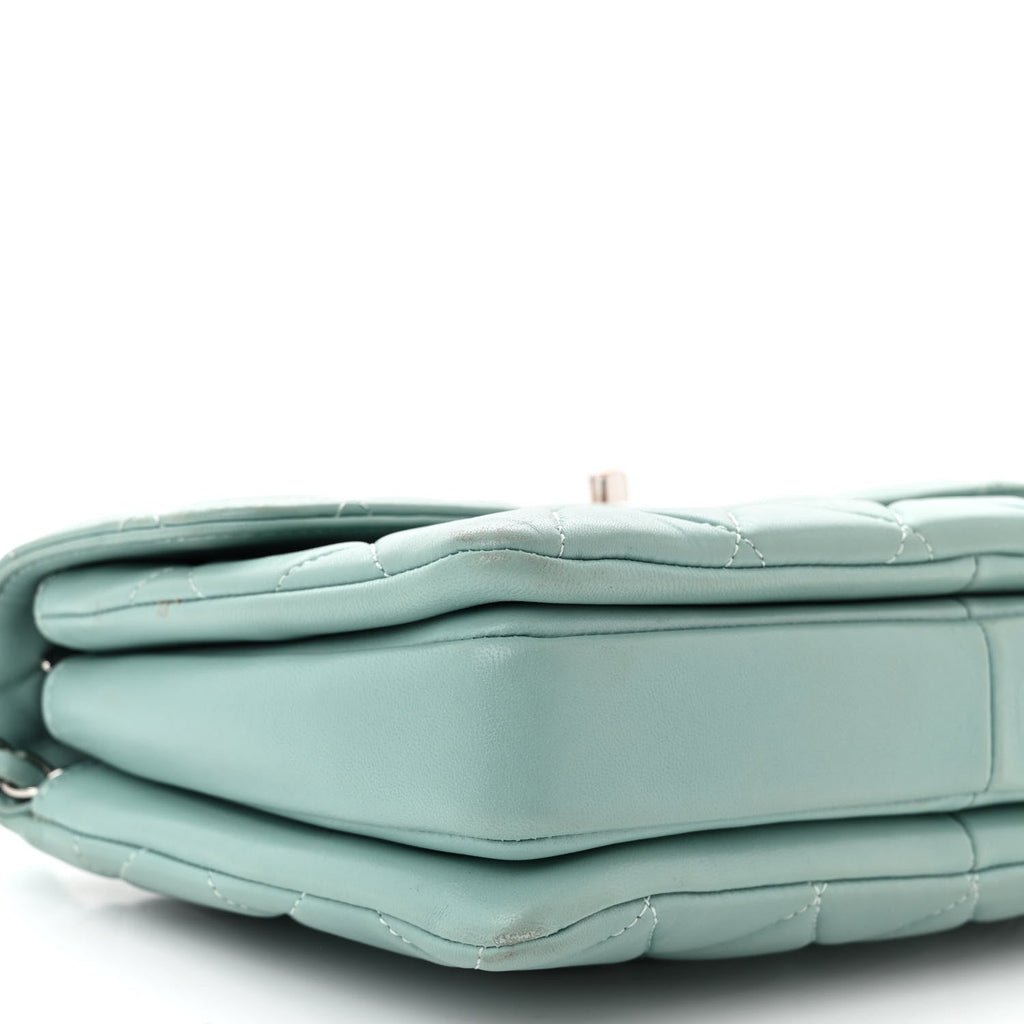 Lambskin Quilted Small Trendy CC Flap Dual Handle Bag Light Blue