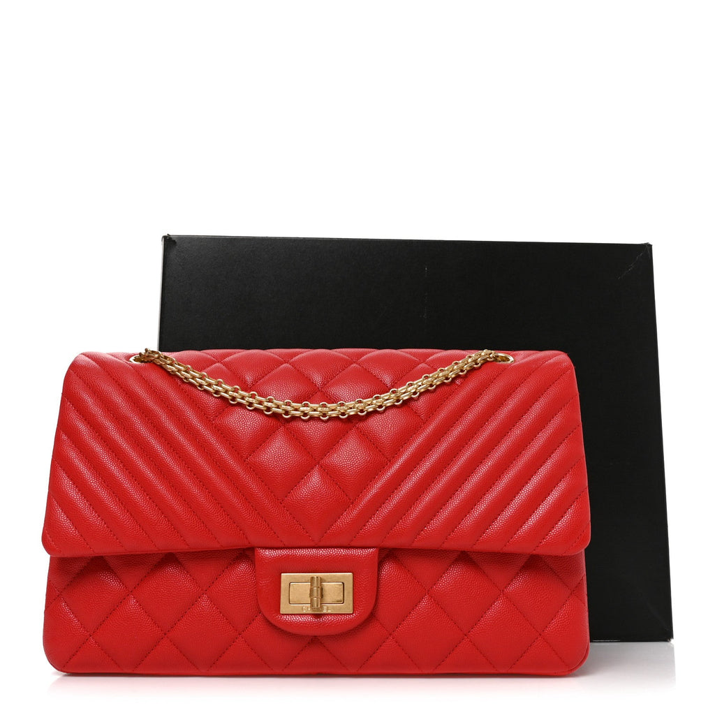 Caviar Chevron Quilted 2.55 Reissue 227 Flap Red