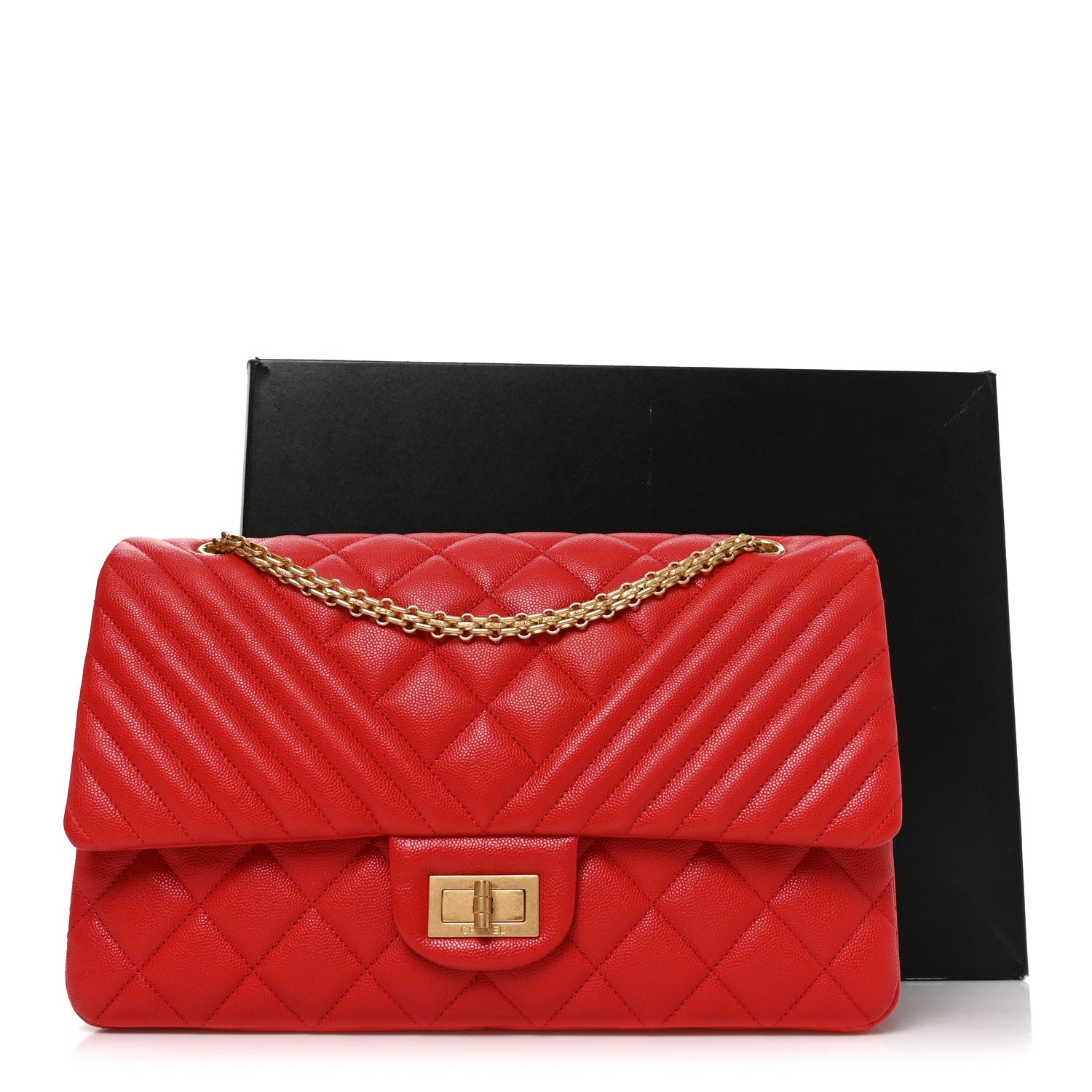 Caviar Chevron Quilted 2.55 Reissue 227 Flap Red