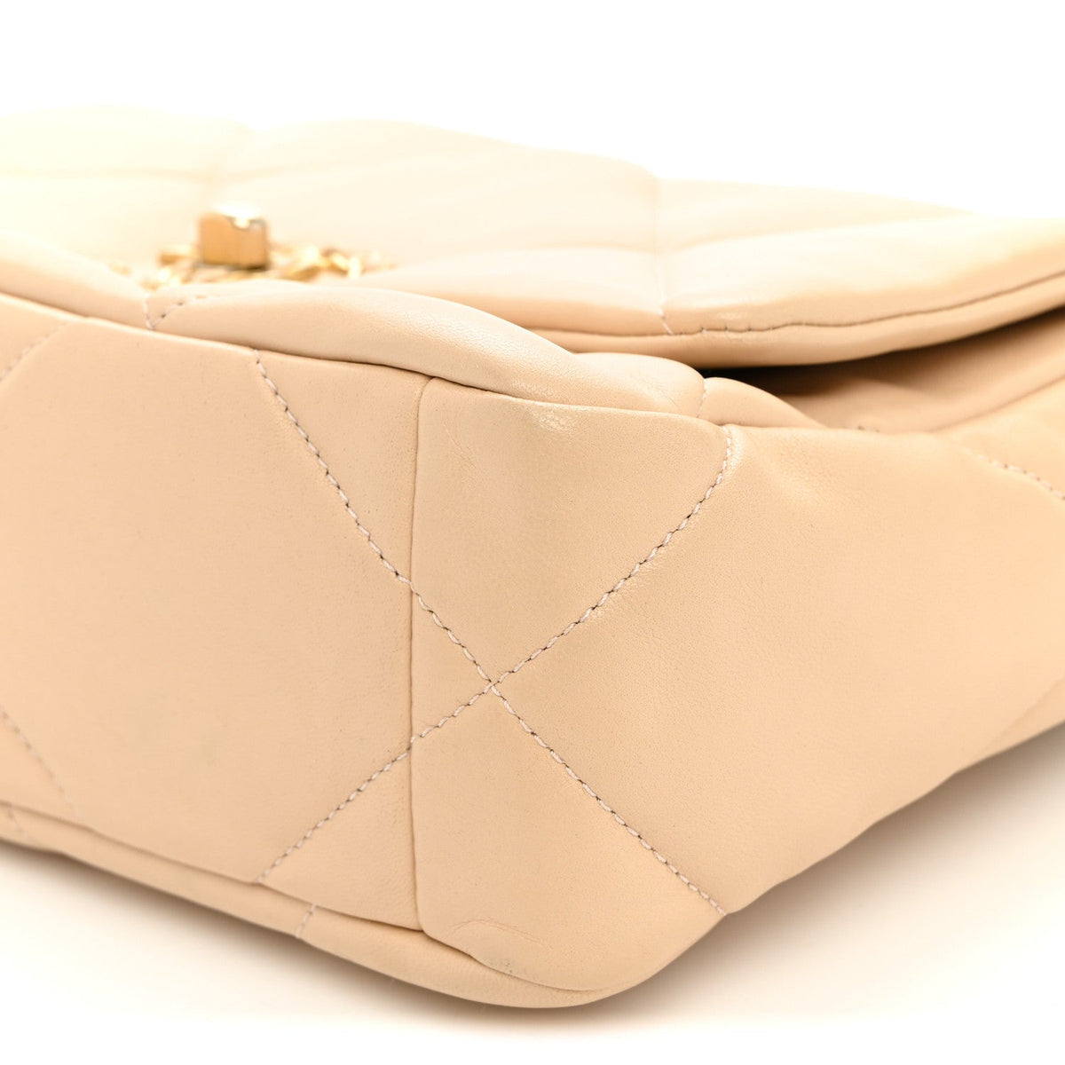 Lambskin Quilted Medium Chanel 19 Flap Light Beige