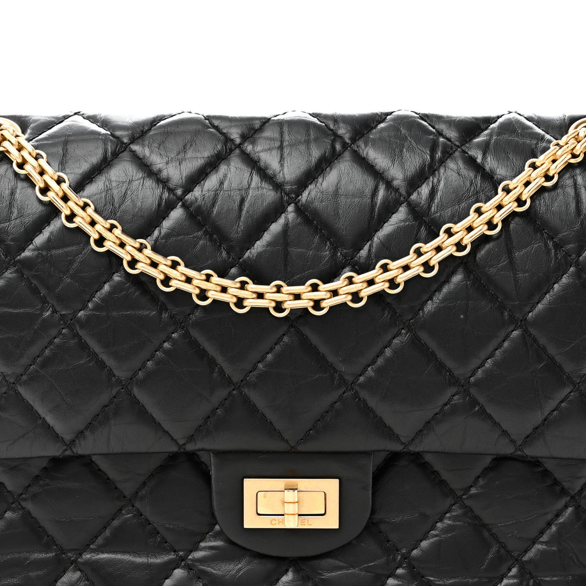 Aged Calfskin Quilted 2.55 Reissue 226 Flap Black