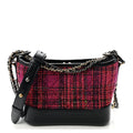 Tweed Calfskin Small Gabrielle Hobo Dark Navy
