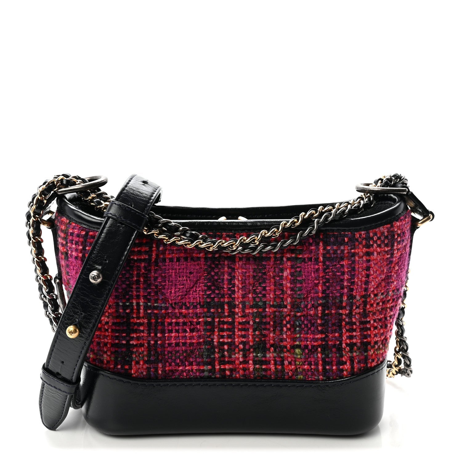 Tweed Calfskin Small Gabrielle Hobo Dark Navy