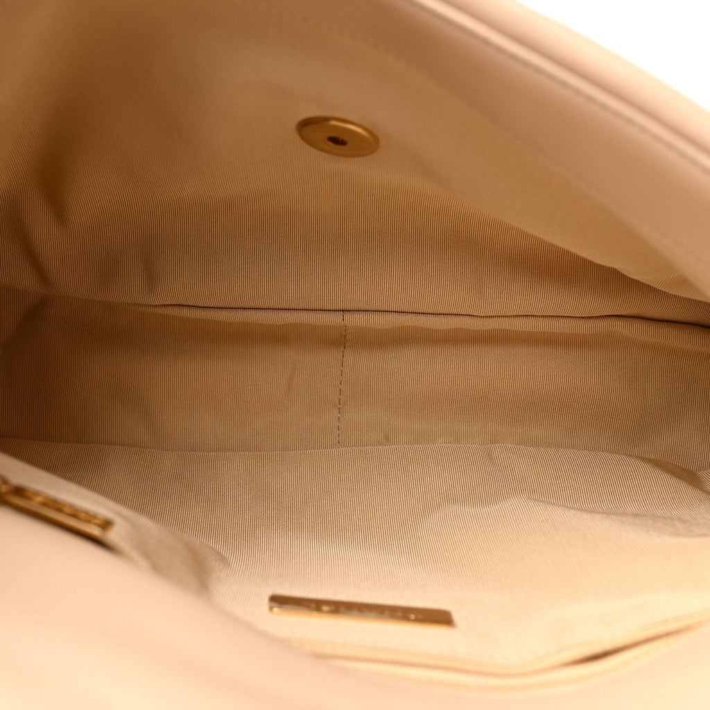 Lambskin Quilted Large Chanel 19 Flap Beige