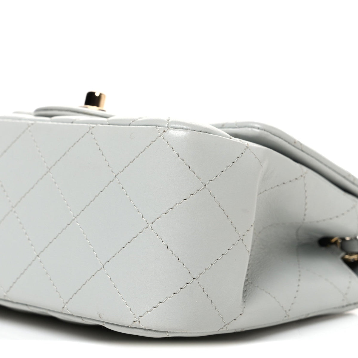 Lambskin Quilted Mini Square Flap Light Grey