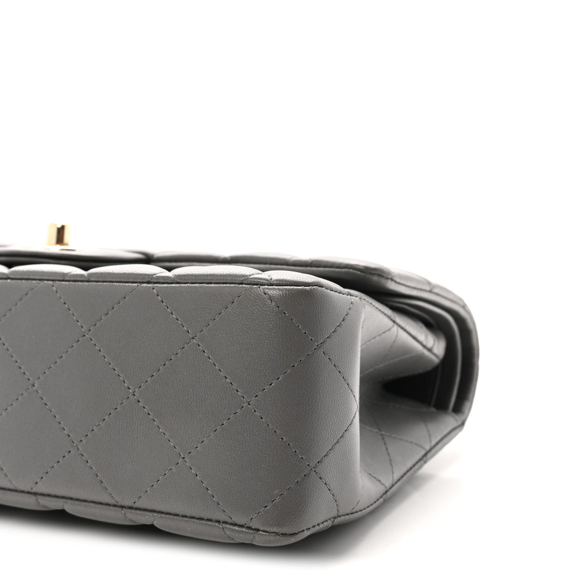 Lambskin Quilted Medium Double Flap Grey